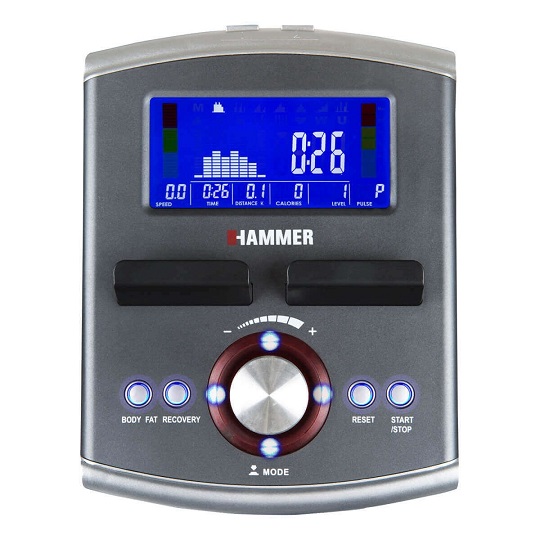 Eliptický trenažér HAMMER Elliptical EX300 BT LCD displej