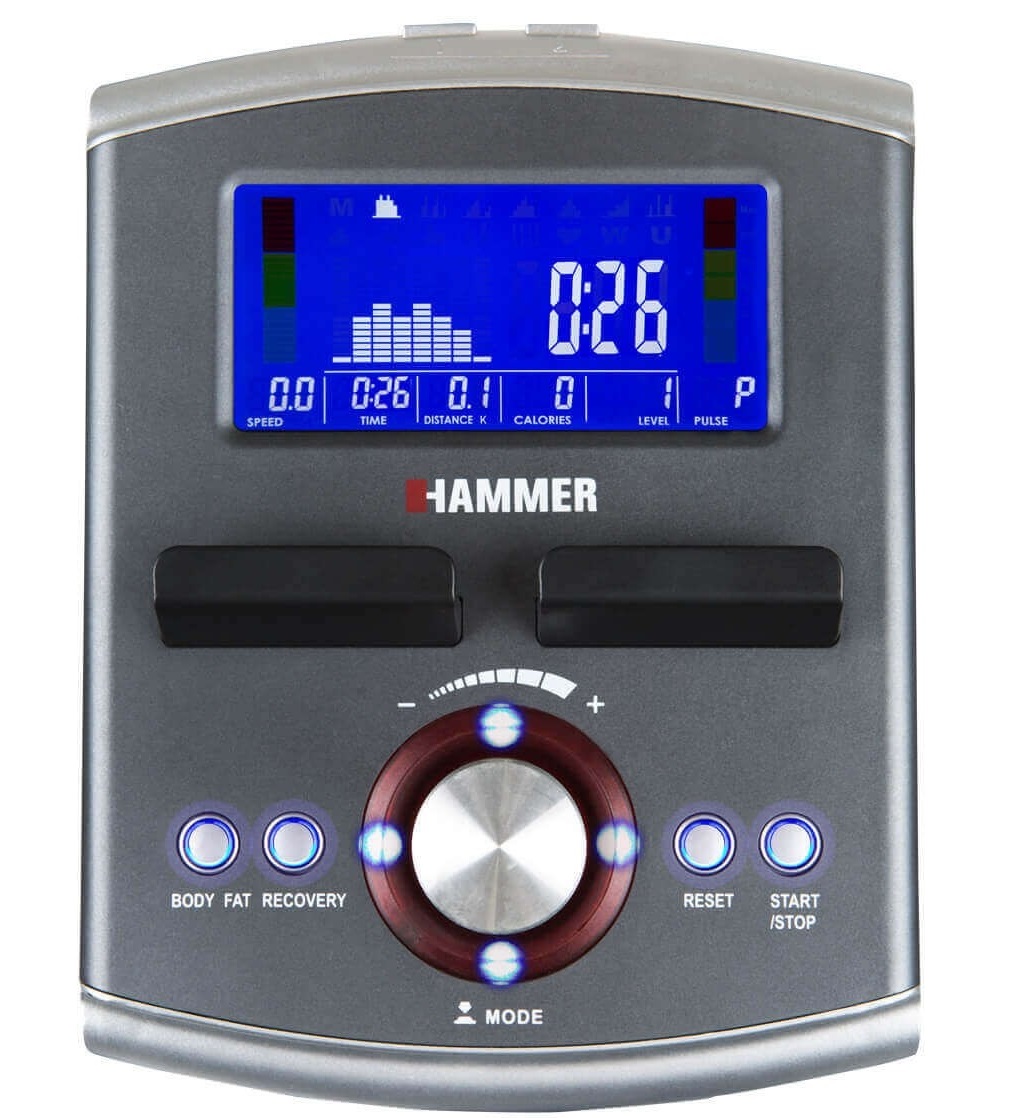 Eliptický trenažér Hammer Cross Motion BT počítač