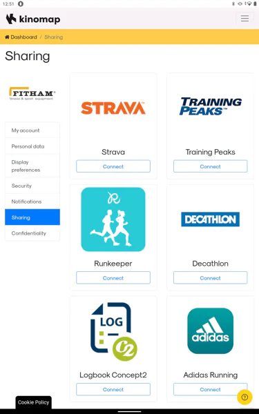 Kinomap propoejní aplikací