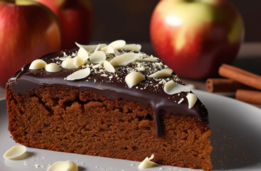 Vláčný jablečný koláč s čokoládovou polevou