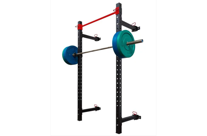 Nástěnný sklopný stojan na činku s hrazdou STRENGTHSYSTEM Riot wall mounted