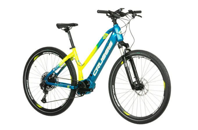 CRUSSIS e-Cross Low 9.8 19" modro-žlutá 2023