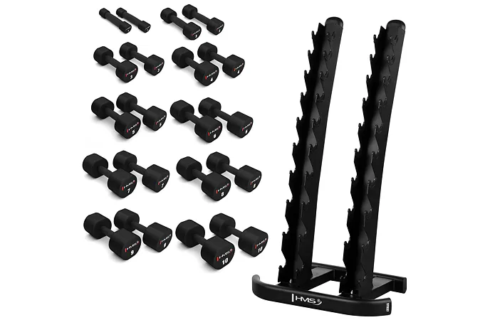 Sada 10 párů jednoruček HMS HPT 1-10 kg a stojanu STR37