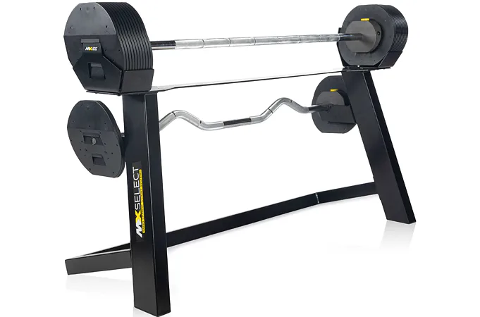 Set nastavitelné velké činky TUNTURI MX100 Select 45 kg se stojanem (12,7 - 45,3 kg) 
