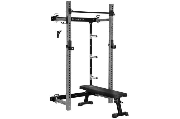 Multifunkční skládací stojan s lavicí Power Rack HMS KLT34 šedý