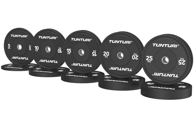 Set Olympijských Bumper kotoučů TUNTURI Platinum Černý - 150 kg