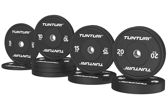 Set Olympijských Bumper kotoučů TUNTURI Platinum Černý - 120 kg
