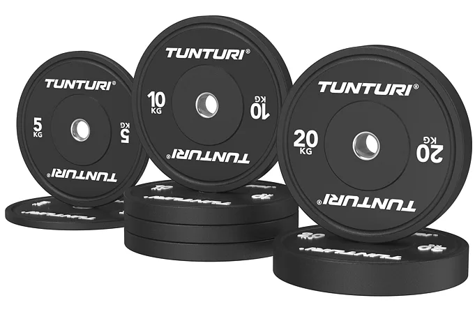 Set Olympijských Bumper kotoučů TUNTURI Platinum Černý - 90 kg