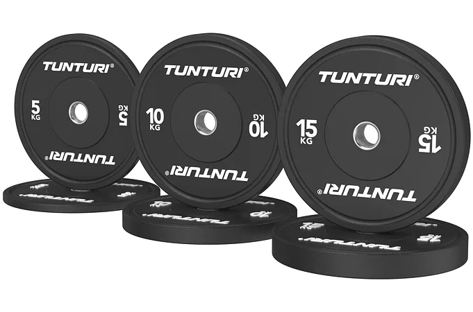 Set Olympijských Bumper kotoučů TUNTURI Platinum Černý - 60 kg