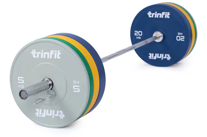 Olympijská činka TRINFIT 120 kg Bumper barevná