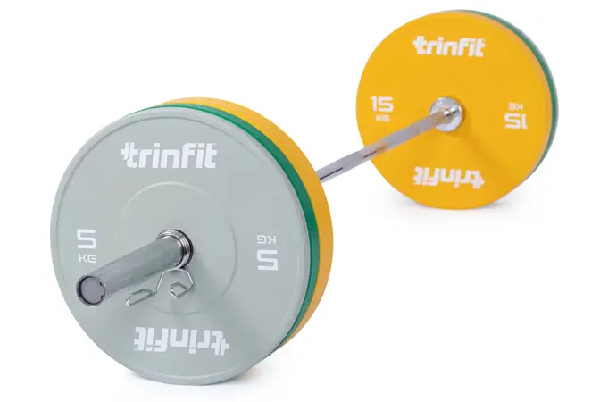 Olympijská činka TRINFIT 80 kg Bumper barevná