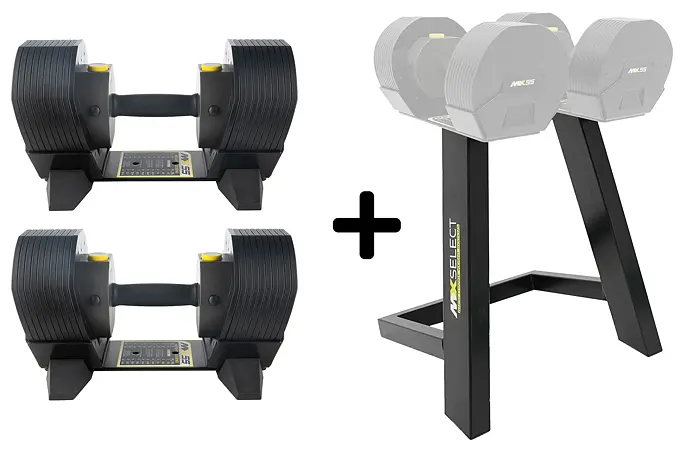 Set nastavitelných činek TUNTURI MX55 Select 2x 25 kg se stojanem